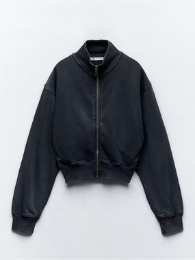Zara Black Cropped Zip Bomber Jacket and pants